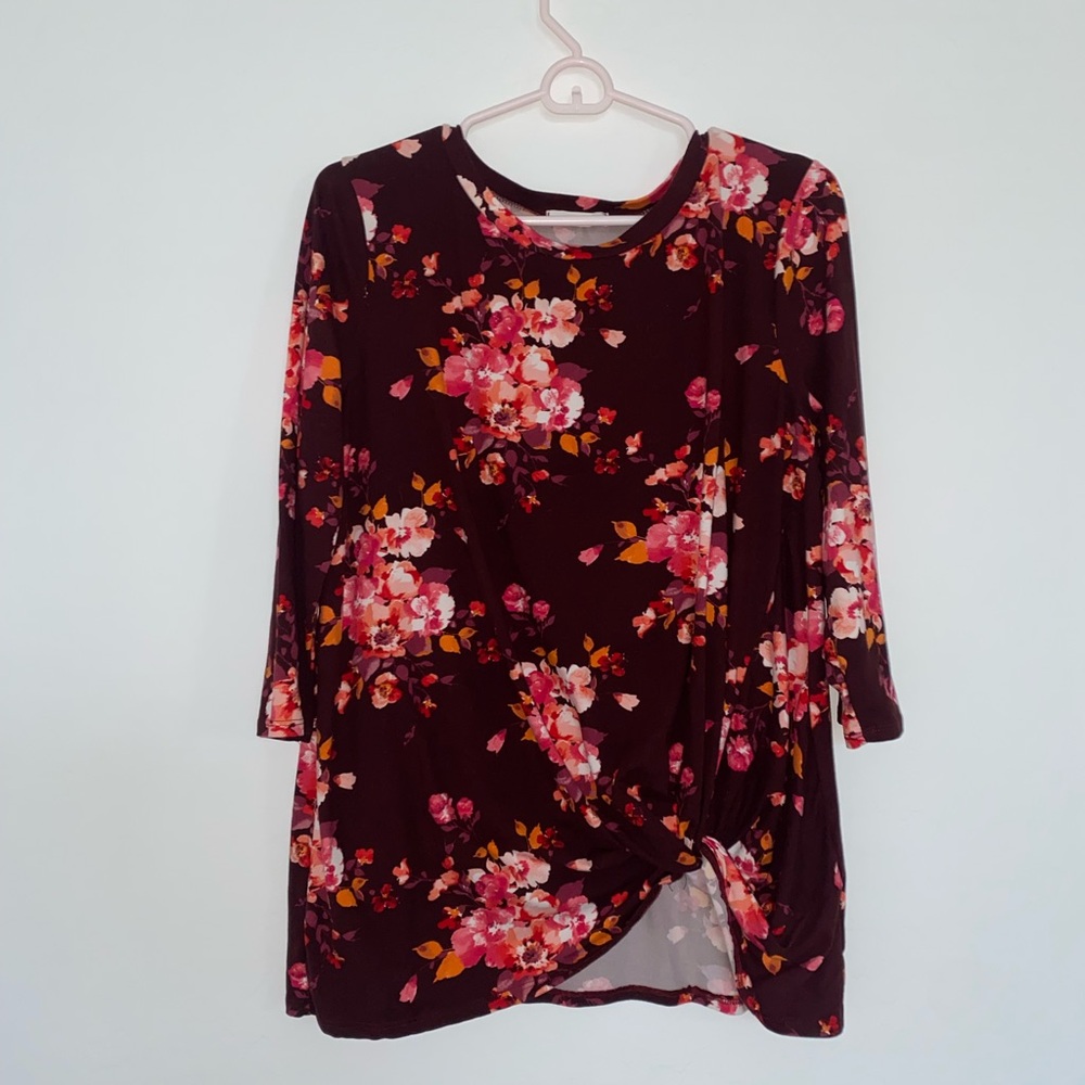 Floral Print Twist Blouse